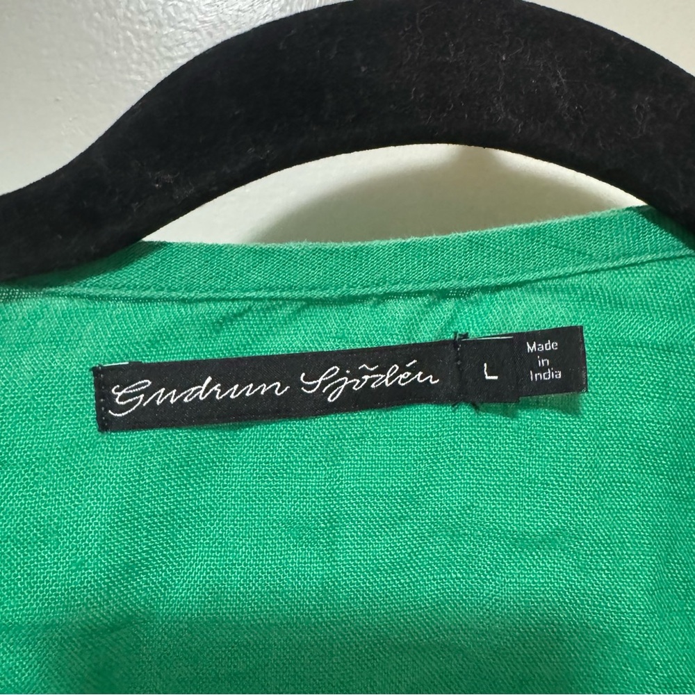 Gudrun Sjoden Green Linen Top Size Large - Picture 5 of 8